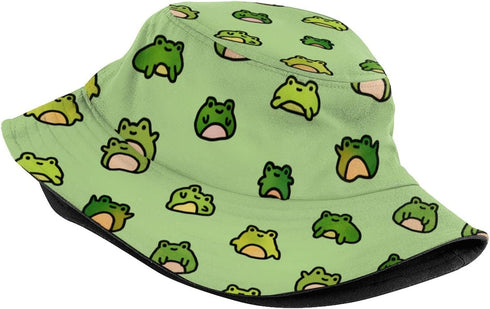 Frog Bucket Hat for Women Men Summer Outdoor Foldable Wide Brim Fisherman Hat Fishing Sun Hat