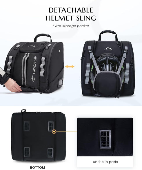Ski Boots Bag 54L, Fully Padded Backpack for Snowboard Gear, Water-Resistant Travel Luggage with PVC Bottom Pockets