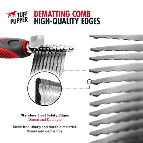 Detangling Comb for Dogs & Cats – Dematting Tool to Easily Remove Dead, Matted or Knotted Hair | Ergonomic, No-Slip