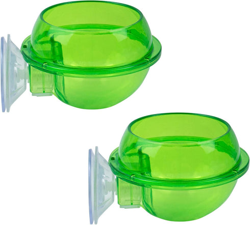 AUEAR 2 Pack Reptiles Suction Cup Feeder - Chameleon Feeding Bowl Water Dish Gecko Ledge Supplies for Lizards
