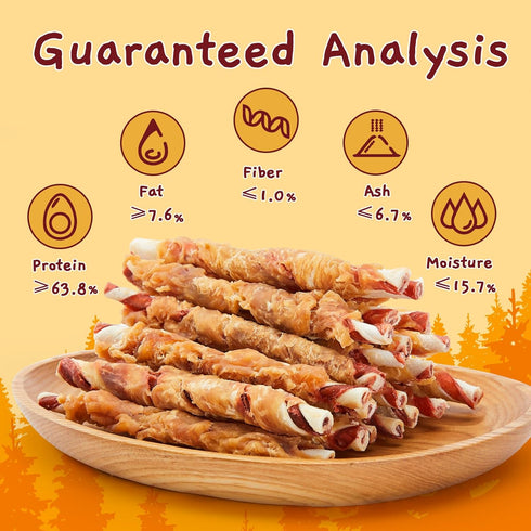 35-Count 5-Inch 1.10 lb Jungle Calling Dog Treats, Natural Chicken Wrapped Rawhide Sticks for Small Medium Dogs, Long