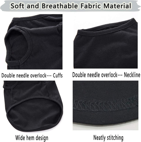 Dog Shirts Puppy Clothes for Small Dogs, Comfortable Summer T-Shirts for Medium Dogs, Soft Cotton Tops (Black M)