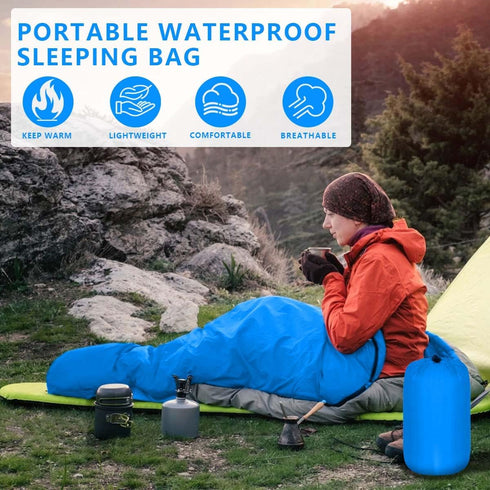 Portable Waterproof Camping Sleeping Bags for Adults and Kids, Lightweight 4 Seasons for Indoor Outdoor Use