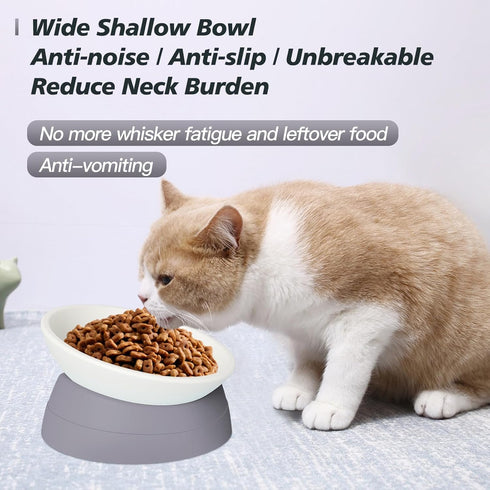 Cat Bowls Elevated Cat Food Bowl Adjustable Cat Dish Anti-Slip and Anti-Noise Raised Cat Bowl Protecting Pet’s Spine Thickened Plastic Bowl Suitable for Indoor Cats, 17 Oz