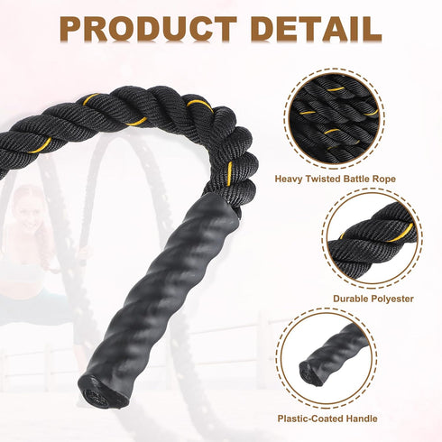 20ft 1.5 Inch MECCANIXITY Battle Rope x Polyester Workout Rope Heavy Fitness Exercise Rope for Strength Training Home