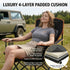 350 LBS FAIR WIND Oversized Fully Padded Camping Chair, Heavy Duty Quad Fold Chair Arm Chair Support with Cup Holder