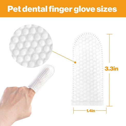 Pet Dental Cleaning Wipes for Dogs & Cats, Disposable Finger Toothbrush for Plaque & Tartar Removal, Oral Care, 50 Count