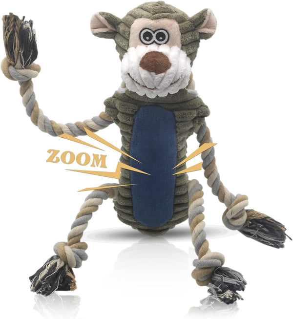 Funny Plush Dog Chew Toys - Interactive Tug of War Puppy Toys for Small, Medium, and Large Dogs, Monkey