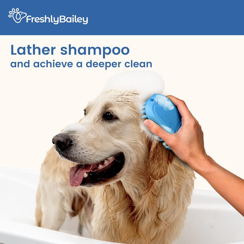 Rubber Dog Bath Brush, Silicone Pet Wash & Massage Brush for Bathing, Massaging & De-shedding