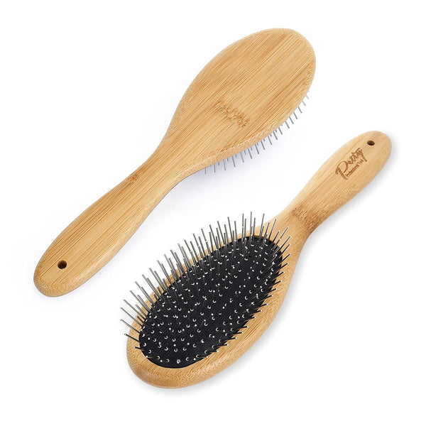 Dog Pin Brush - Airbag Wooden Comb with 20mm Stainless Steel Round Pins for Shedding & Tangles
