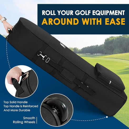 Golf Travel Covers for Airlines - Soft Foldable Club Travel Bags with Detachable Shoulder Straps