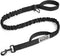 OutdoorMaster Heavy Duty Bungee Dog Leash with Shock Absorption, 2 Padded Handles for Improved Safety - Black, 4 FT