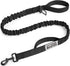 OutdoorMaster Heavy Duty Bungee Dog Leash with Shock Absorption, 2 Padded Handles for Improved Safety - Black, 4 FT
