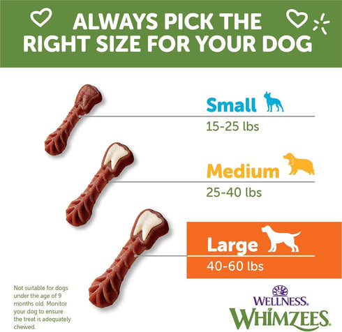 WHIMZEES by Wellness Value Box 24 Count | Long Lasting Natural Grain Free Dog Chews for Dogs 40-60 Lbs