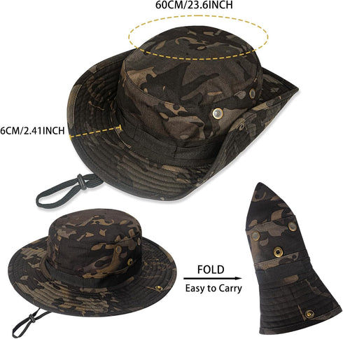 Rosoz Sun Hats for Men Women - Boonie Hat UPF 50+ Bucket Hat with Wide Brim UV Protection for Fishing Hiking Safari