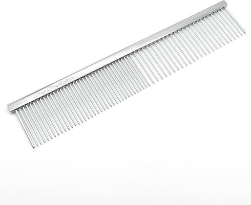 Chris Christensen 000 7.5 in. Greyhound Style Fine/Coarse Butter Comb - Groom Like a Professional, Chrome Finish