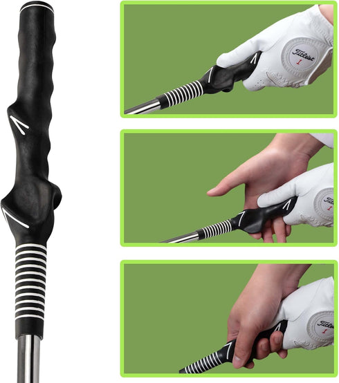 Golf Swing Training Aid - Retractable Grip Trainer for Right-Handed Golf Club, Indoor Practice, Strength & Tempo