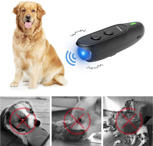 Anti Bark Device for Dog, Variable Frequency Ultrasonic Bark Deterrent, Rechargeable 2 in 1 Handheld Training Tool