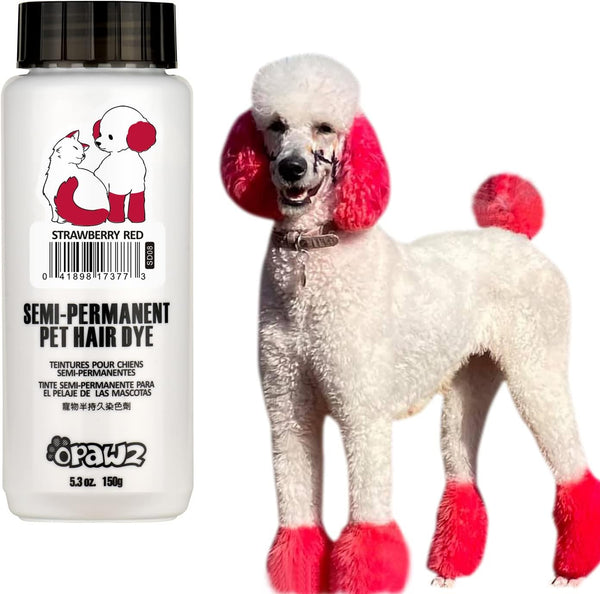 OPAWZ Semi-Permanent Dog Hair Dye, Food-Grade Pigment, Non-Toxic Pet Hair Dye for Dogs, Cats, and All Pets (Strawberry