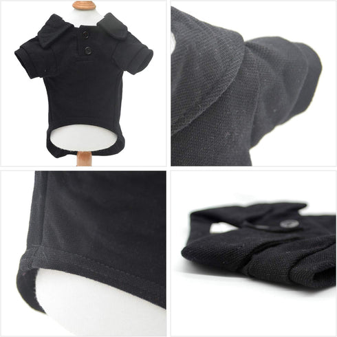 lovelonglong Basic Dog Polo Shirts Premium Cotton, Polo T-Shirts for Large Medium Small Dogs, Black XXL