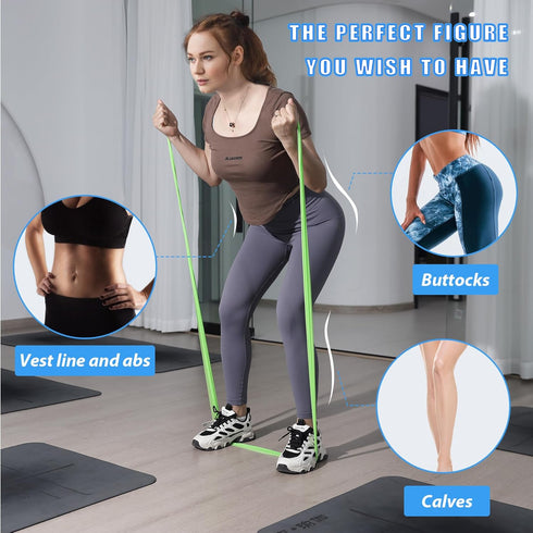 Resistance Bands for Working Out, Physical Therapy Bands, Elastic and Exercise Bands Set for Stretching, Suitable for Rehab, Yoga, Pilates, Gym, Home Exercise by Hshbxd