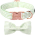 ARING PET Dog Collar - Cute Green Collar with Bow, Adjustable Summer Bowtie for Small Medium Large Dogs with Metal