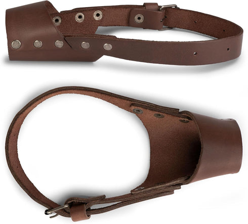Hide & Drink Leather Dog Muzzle Guard, Secure Prevents Biting Chewing for Pitbull German Shepherd & Any Breeds