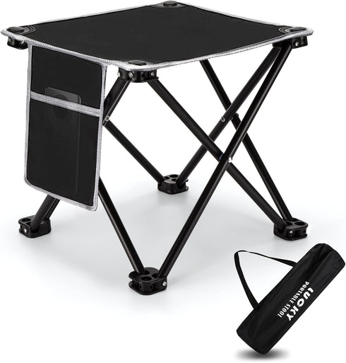 Portable Camping Stool with Side Pocket Camping Seat 12.5in Foldable Comfortable Widening