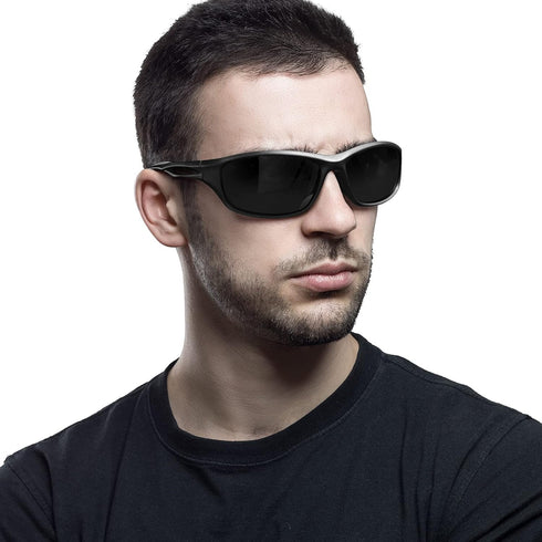 LINVO Polarized Wrap Around Sports Sunglasses for Men Women with UV400 Protection for Running Cycling Fishing Golf