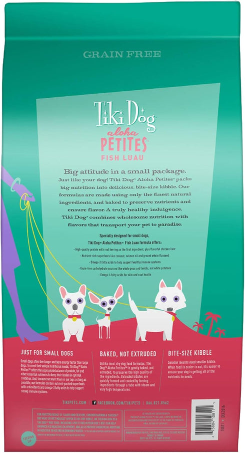 Tiki Dog Born Carnivore for Dogs, Savory Fish, Peas & Lentils Recipe, Grain Free Baked Kibble, 10 lbs Bag for Adult