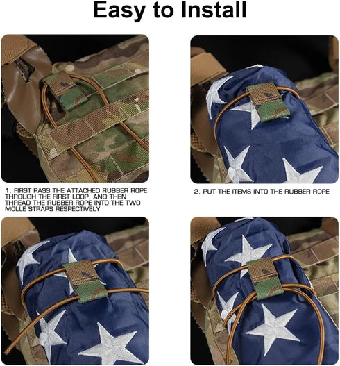 Tactical Flag Bungee Elastic Fastener Strap Shock Cord for Molle Webbing Loop Cord Lock