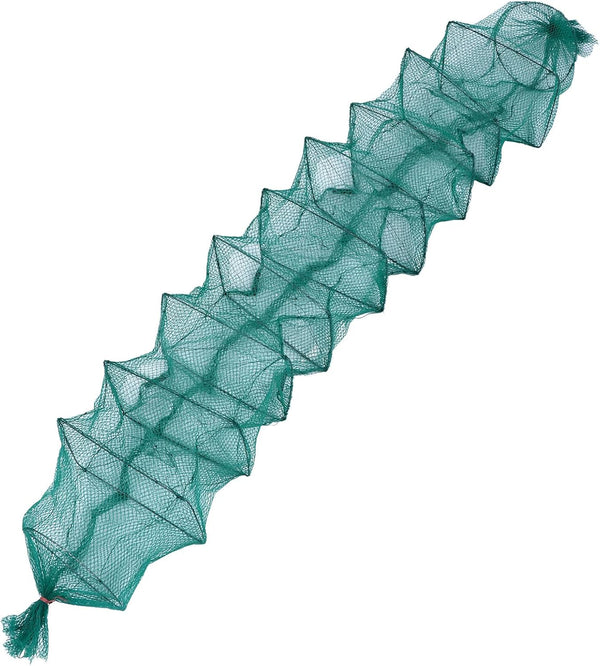 OSALADI Portable Fishing Trap Cage Net 14-Part 2.1m Mesh Bait Crab Shrimp