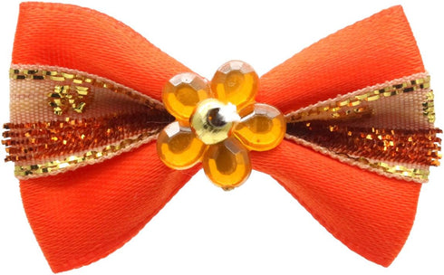 YOY 24PCS / 12 Pairs Adorable Grosgrain Ribbon Pet Dog Hair Bows with Rubber Bands - Puppy Grooming Accessories Set