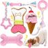 BAEJMJK 6 Pack Puppy Teething Toys, Pink Small Breed Chew Toys with Rope, Soft Rubber Set