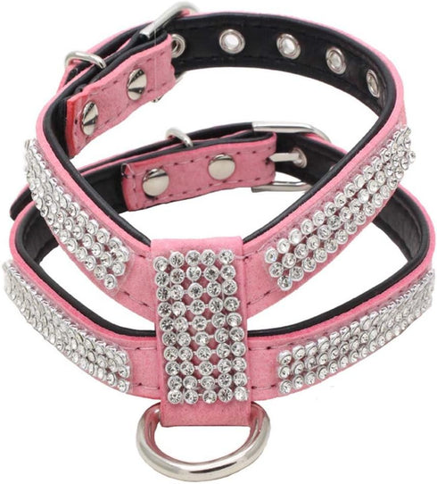 Dogs Kingdom Full Rhinestone Crystal Pet Dog Harness Leash Set - Customized Rhinestone Puppy Small Dog Chihuahua
