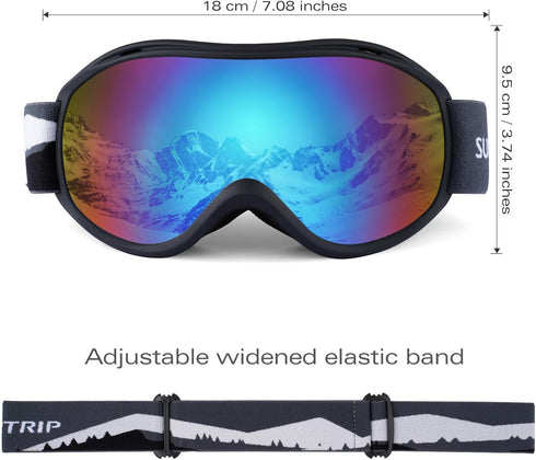Supertrip Ski Goggles for Men Women, Anti-Fog Snowboard Goggles with UV Protection for Youth