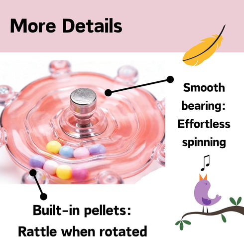 Generic Parrot-Toy Interactive Spinner Rattle Bird-Toys for Parakeet-Cockatiel Bird Cage Accessory Relieves Boredom