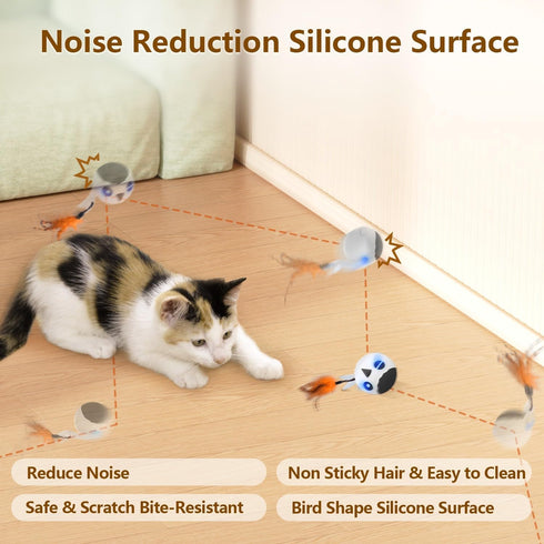 4 2 ORSDA Cat Ball Toys, Interactive Cat Toy for Indoor Bored Indoor Cats Kitten Toys, Automatic Electric Bird Moving