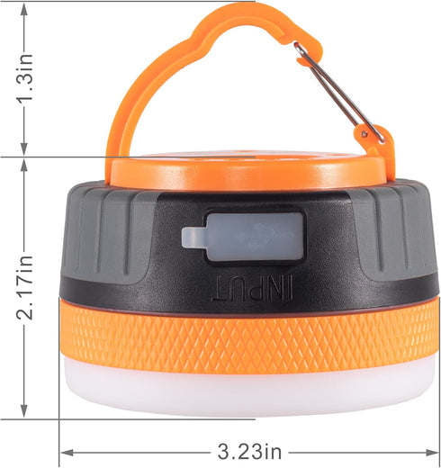 LIT-PaTH LED Camping Lantern, Rechargeable Light with Magnet Base, 2200 mAh, Emergency Survival Kit, Medium Orange, 1