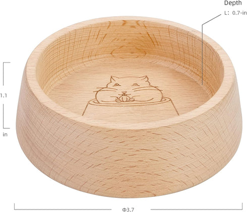 Niteangel Wooden Hamster Feeding Bowl - Small Animal Food Dish for Dwarf Syrian Hamsters (Hammy Pattern)