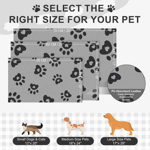16"x24"- Pet Feeding Mats Absorbent Dog Mat for Food and Water, Large Pet Food Mat, Rubber Mat for Dog Bowls, Pet Food