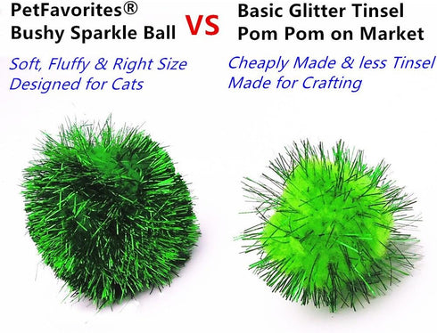 Bushy Sparkle Ball Cat Toy, 24 Pack Interactive Glitter Pom Pom Balls for Kittens