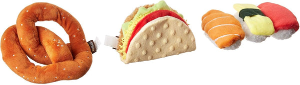 P.L.A.Y. Cute Plush Dog Toys - International Classic Food Themed Durable Plush