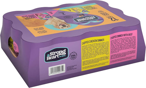 Pack 13.2 oz (Pack 12), A Strong Heart Wet Dog Food, Chicken & Beef Variety - Cans of Made in The USA with Real Chicken
