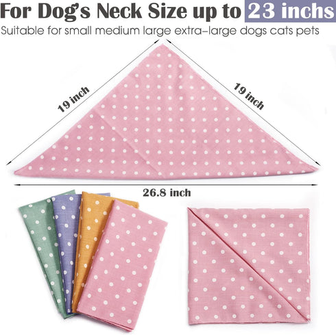 4PCS Spring Dog Bandanas, Cute Soft Cotton Puppy Scarfs, Washable Daily Handkerchief for Small Medium Large Pets