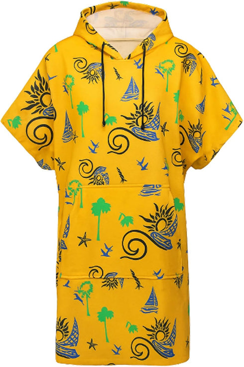 Unisex Surf Changing Poncho 100% Turkish Cotton Hooded Drying Poncho with Pocket