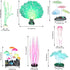 Frienda 8 Pieces Glowing Fish Tank Decorations - Plants with Glowing Kelp, Sea Anemone, Coral, Jellyfish & More