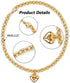 Dog Collar and Cat Chain Necklace, Stainless Steel Adjustable 18K Gold Heart-Shaped Necklace for Small Pets, Gold, 7