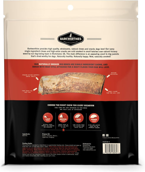 Barkworthies USA Hickory Smoked Rib Bones for Dogs 10-Pack - Amazing Aroma, Great Taste - All Natural Smoked Dog Bones Long Lasting