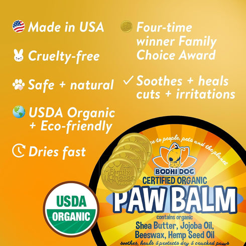 Bodhi Dog Paw Balm, Lick Safe, USDA Organic, Naturally Heals Dry, Cracked Pads, 2oz